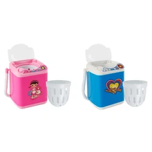 Machine à laver pour enfants, 2 pièces, jouet éponge de beauté, brosses de maquillage, lavage électrique, bleu et rose