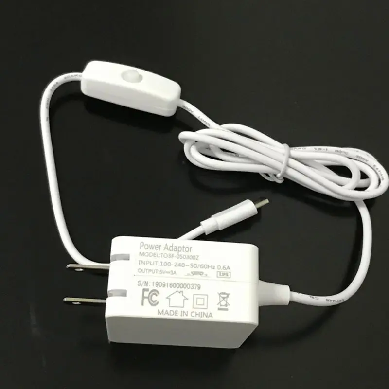 Адаптер питания кабель 5V3A USB-C зарядное устройство с переключателем для Raspberry Pi 4B