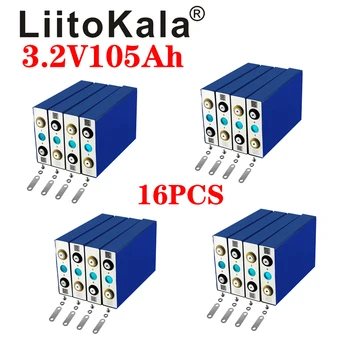 شراء16 قطعة LiitoKala قدرة عالية دورة عميقة Lifepo4 3.2 فولت 105Ah بطارية ل 12 فولت 24 فولت 48 فولت بطارية ليثيوم أيون بطارية قابلة للشحن حزمة