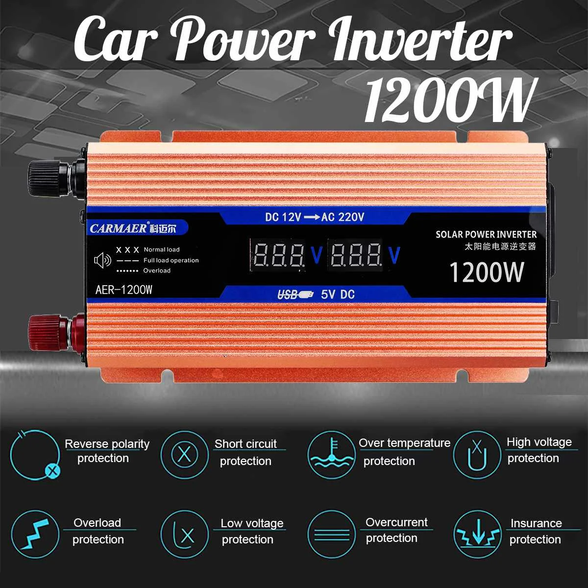 DC 12 V/24 V к переменному току 220V 1200W фары для автомобилей Мощность Инвертор адаптер модифицированный синусоидный инвентор с Мощность автомобильный инвертирующий усилитель Зарядное устройство преобразователь Питание