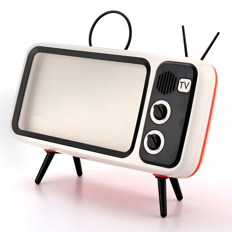 orange Для bluetooth-динамика Ретро ТВ портативный беспроводной динамик с fm-радио мини аудио Aux окровот динамик держатель телефона Altavoz Som - Цвет: orange