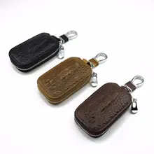 Стиль кожа с натуральным лицевым покрытием масло воск кожа автомобильный квадратный мешок ключ Мужской Ретро Крокодил шаблон брелок для ключей