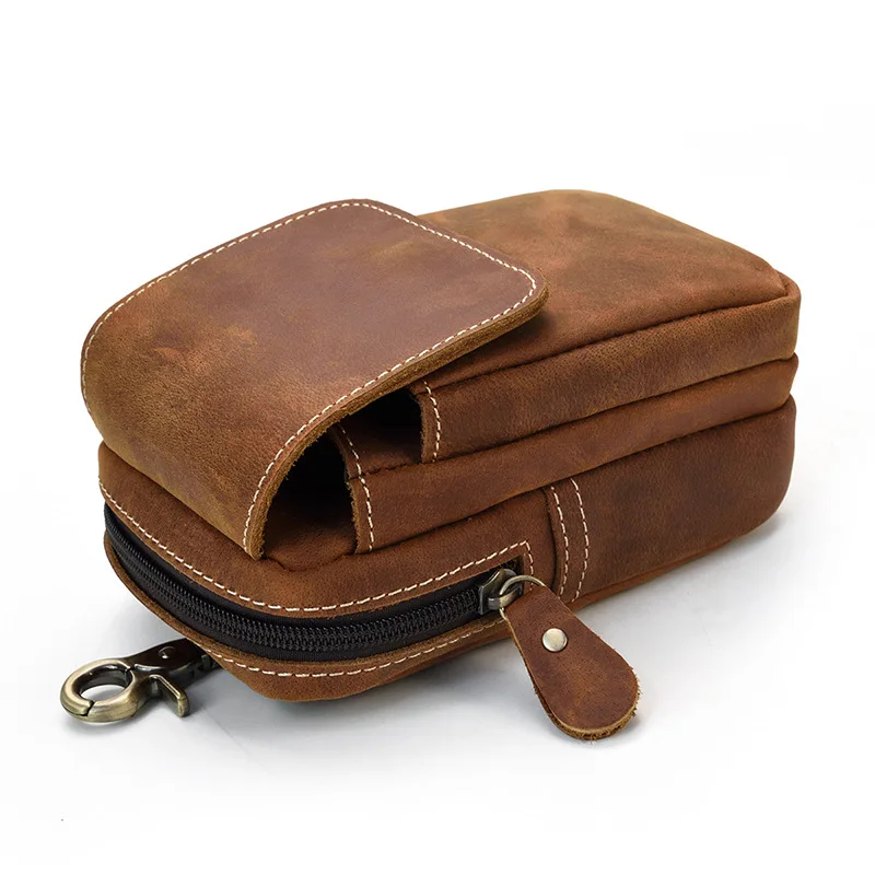 Retro Double Pockets Outdoor Wear Belt Bag Mobile Bag