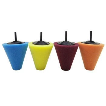 

Car Wheel Hub Polish Buffing Shank Polishing Sponge Cone Metal Foam Pad for Car Wheels Car Doors and Handles 4Pcs