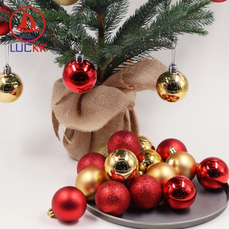 LUCKK, 24 шт., 30 мм, набор шаров для украшения рождественской елки, 3 стиля, смешанные, Висячие, вечерние, с подвеской-подвеской, безделушка, 12 цветов, рождественский подарок
