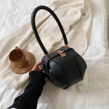 

2020 new Fashion Women Handbag Crocodile pattern Shoulder Messenger Bag Female Mini Round Tote basketball Handbag