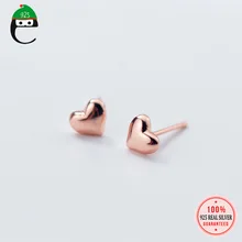 ElfoPlataSi, серьги-гвоздики в виде сердца из розового серебра S925, для женщин, девочек, детей, леди,, 925, настоящее чистое серебро, ювелирные изделия XY933