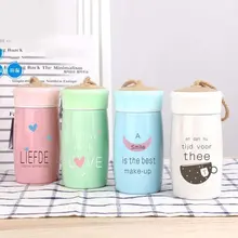 350 мл стеклянная бутылка для воды с милым принтом, чашка для питья, Экологичная бутылка с буквами, бутылка для воды для студентов с подвесным Канатом