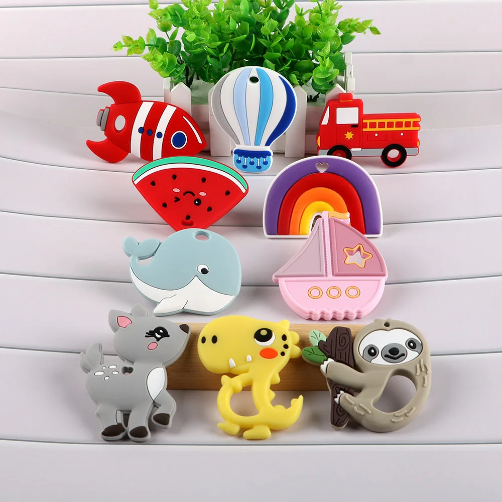 1/2pc Silicone Pendants Cartoon Animals Rainbow Train Silicone For Jewelry Making DIY Jewelry Accessories silicone jewelry accessories