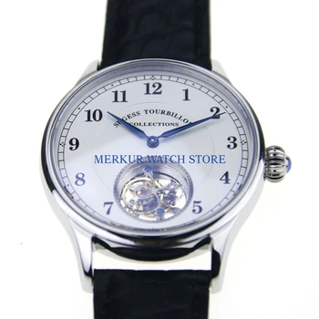 

AD30 Sugess Mens Watch Flying Mechanical TianJinST8000 Tourbillon Movement Skelenton Luxury Dress