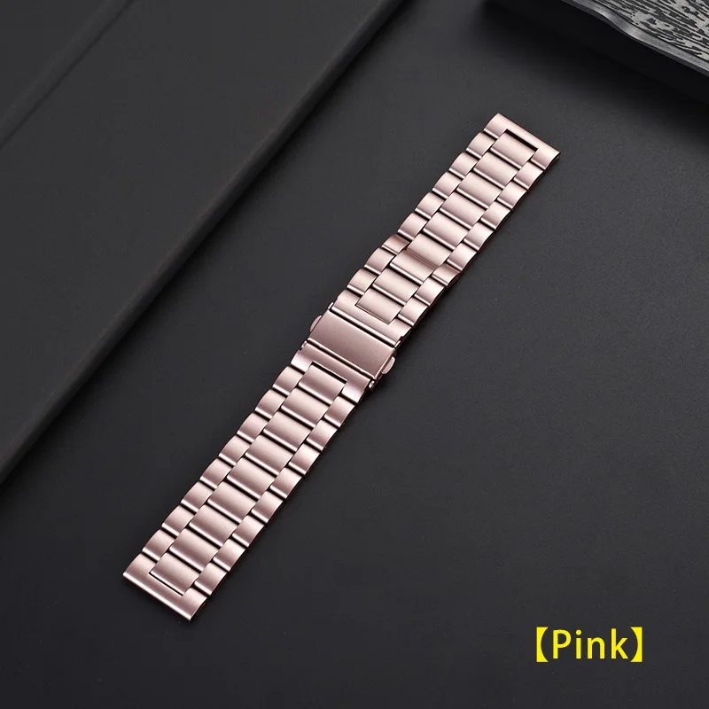UEBN 20 мм браслет из нержавеющей стали для samsung Galaxy Watch Active 2 40 мм 44 мм ремешок для часов металлический браслет на запястье с металлической пряжкой - Цвет ремешка: Pink