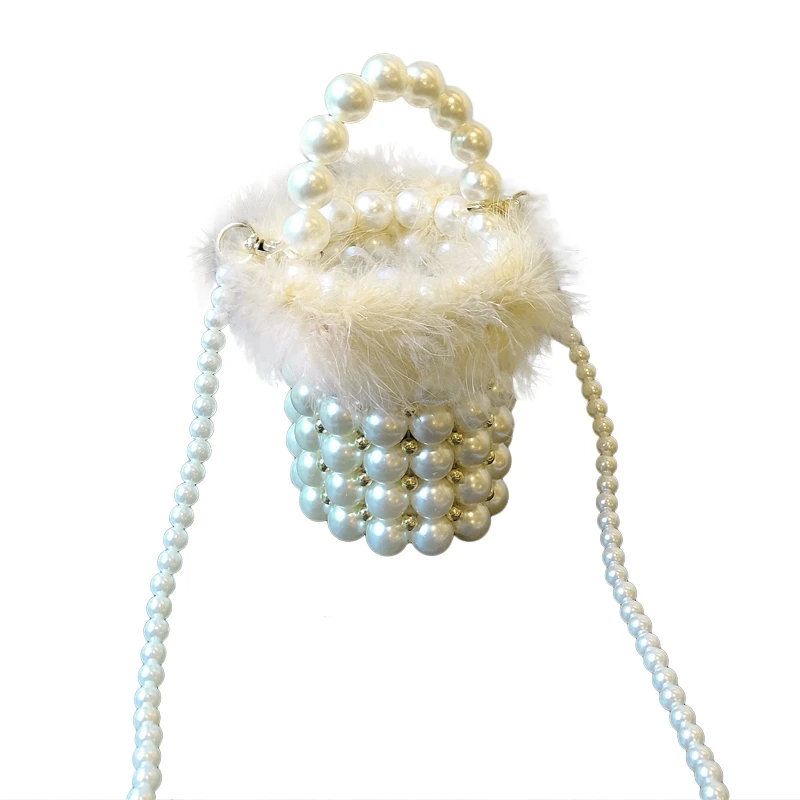 

Woven Pearl Bag in Buckets Beaded ABS Handbag Turkey Bags Autumn & Winter Ladies Knitting Bag