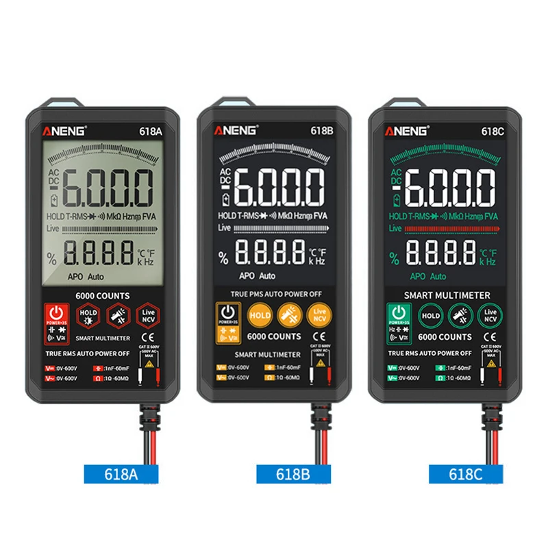 618C Digital Multimeter DC Analog Bar True RMS Auto Tester Professional Transistor Capacitor NCV Testers Meter | Инструменты