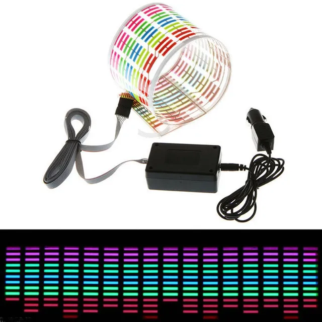 LED de voiture de la musique Rhythm Néon de Lumière flash EL la lumière de  son capteur activé égaliseur Autocollant de pare-brise arrière du boîtier  de commande du capteur de la voix