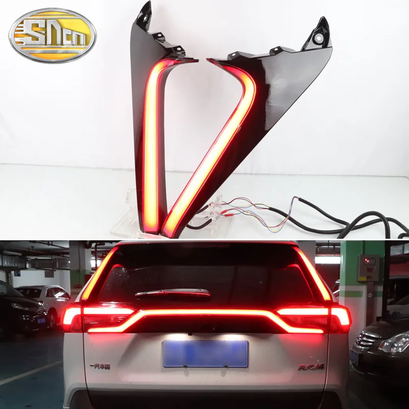 2PCS Rear Pillar Light For Toyota RAV4 2019 2020 Car LED Rear Running Light Bumper Brake Light Dynamic Turn Signal Reflector
