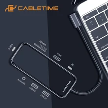 CABLETIME USB C концентратор USB 3,0 HDMI RJ45 type-C концентратор док-станция адаптер для MacBook Pro Air мульти беспроводной зарядки iWatch C251