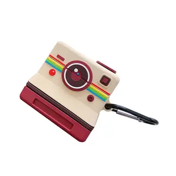 

Retro Camera Protective Case Silicone Cover with Carabiner for Airpods 1/2 Kit