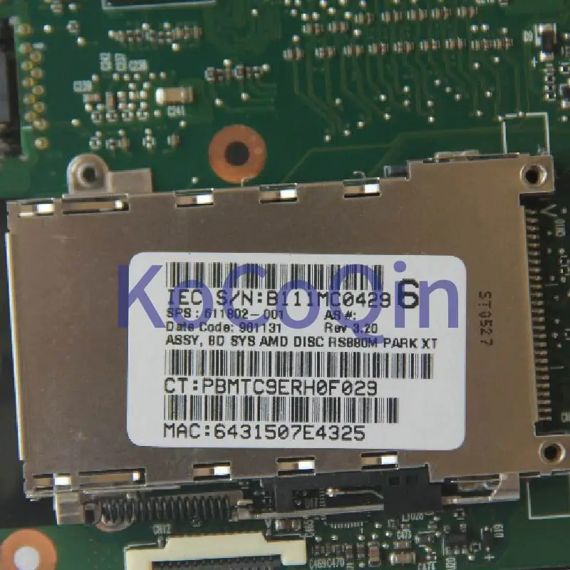 KoCoQin материнская плата для ноутбука para hp COMPAQ 325 425 625 материнская плата 611802-001 Testado trabalho