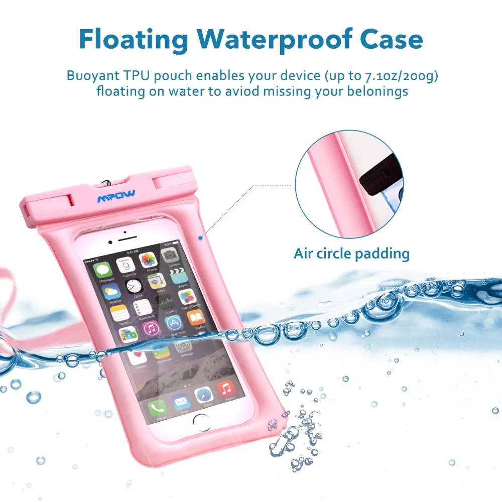 Mpow Waterproof Phone Pouch IPX8 Universal Phone Case Pouch Floatable Dry Bag For iPhone X88plus77plus6s66s Plus Samsung (2)
