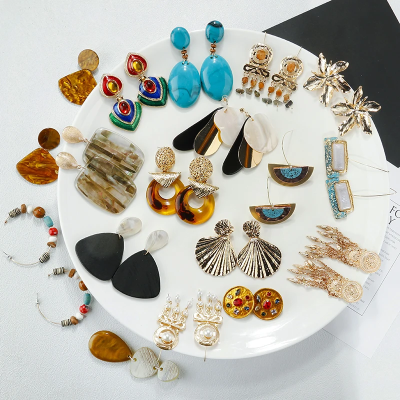 

Bouclesen multicolore AENSOA pour femmes cadeaux de ZA bijoux Vintage grandes boucles