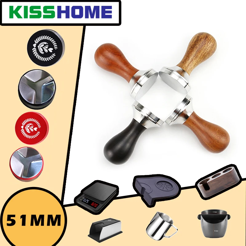 

51mm Coffee Tamper&Distributor/Frothing Pitcher/Knock Box/Silicone Pad Set Barista Espresso Coffee Press Coffee Powder Hammer