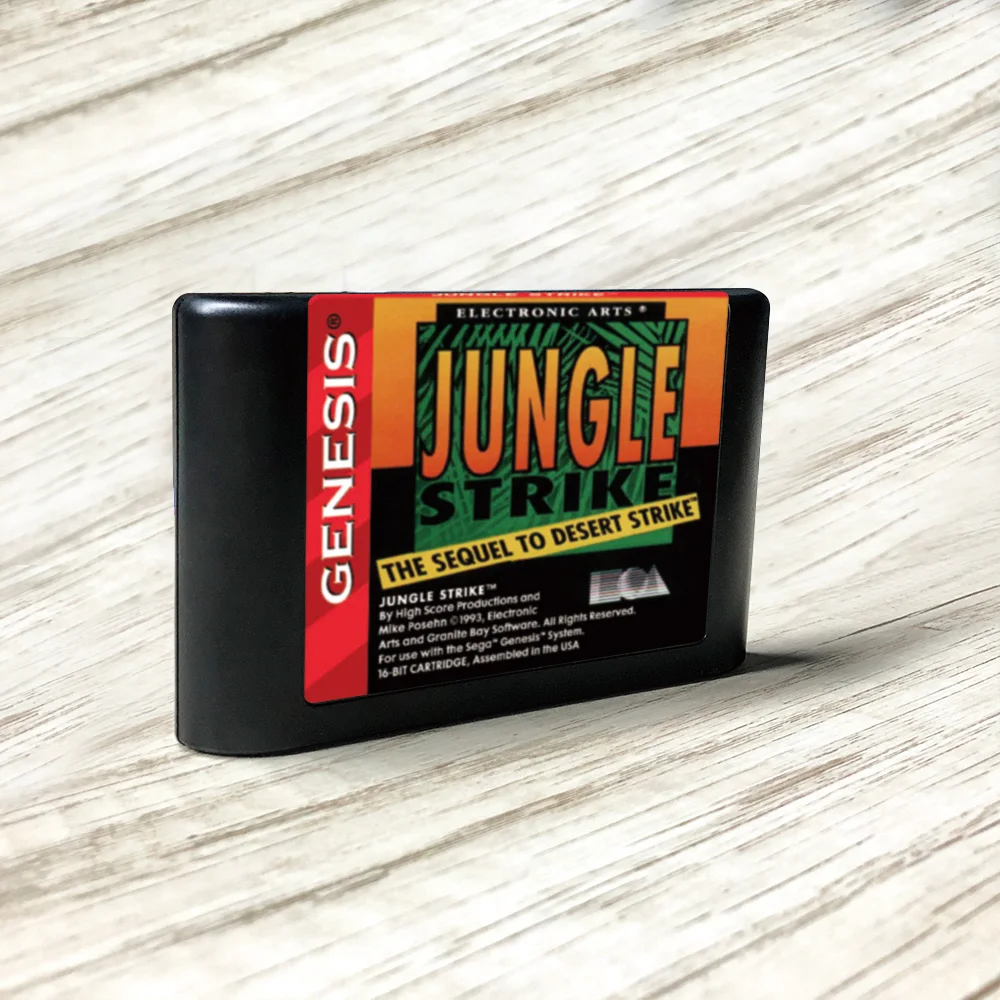Приставка для видеоигр Jungle Strike с этикеткой США Flashkit MD электрическая золотая Sega