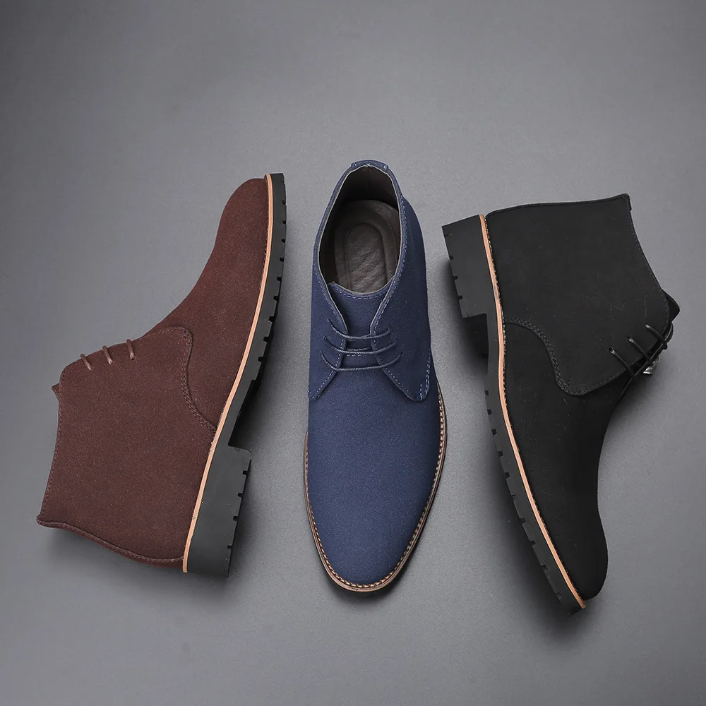Men's Ankle Chelsea Boots - Cow Suede Leather. Slip-On Style - true deals club