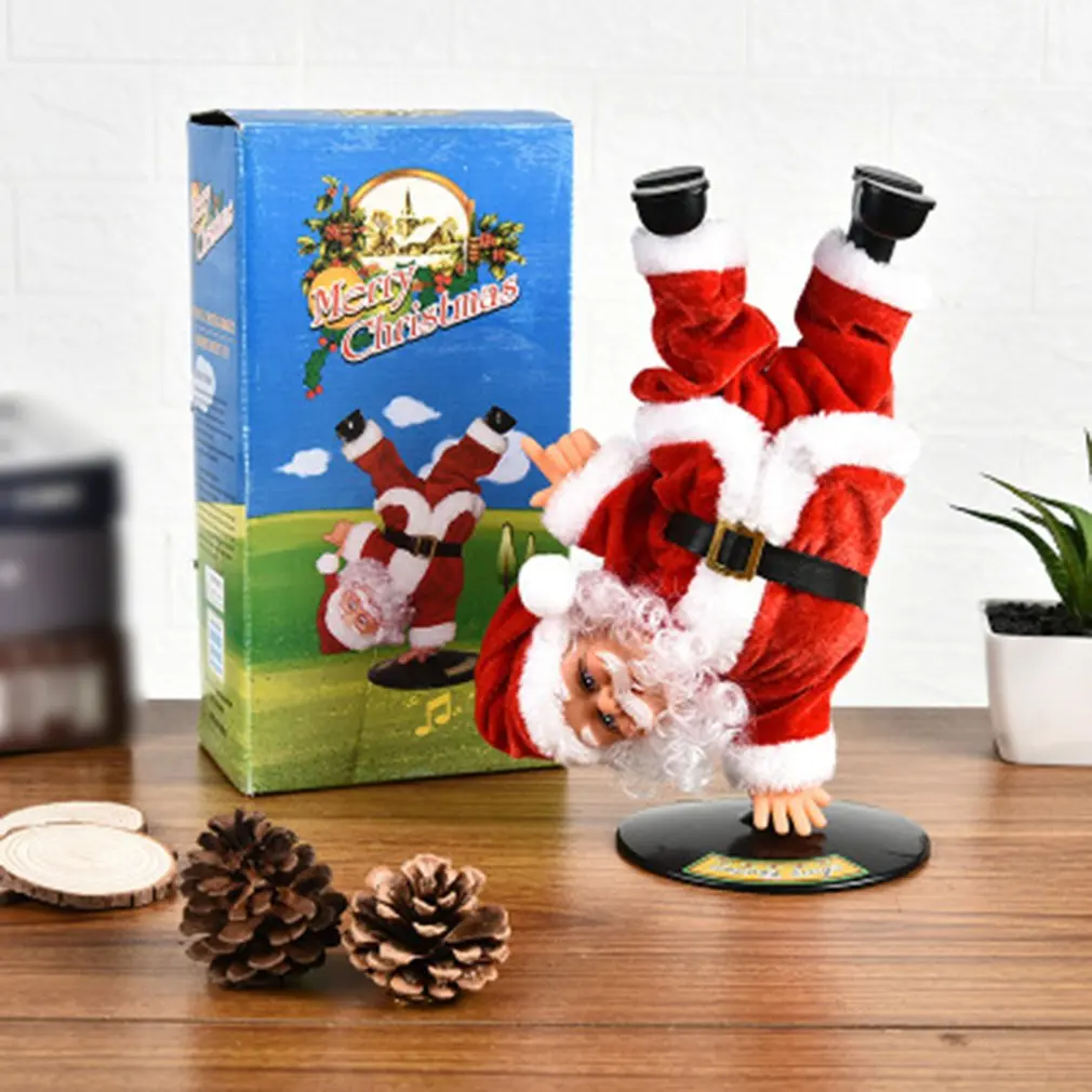 

Funny Christmas Decorations Electric Santa Claus Doll can Handstand Street Dancing with music swing ornaments Electric Plush Toy