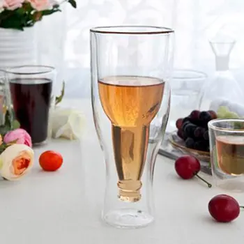 

Creative Flip Tie Beer Inverted Cup Juice Drink Water Cup Bar Restaurant Transparent Art Double Layer Glass Bottle