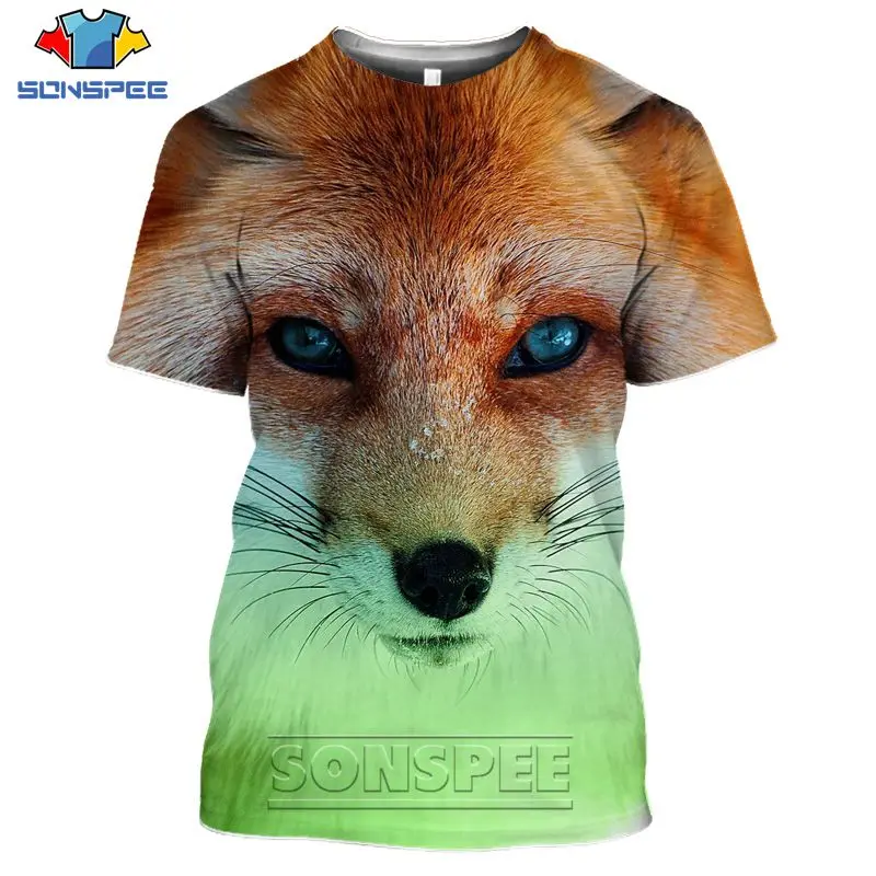 

SONSPEE Animal Fox 3D Printing T-shirts Men Women Animal Fox Funny Street Short Sleeve Summer Harajuku Pattern Oversized Tops