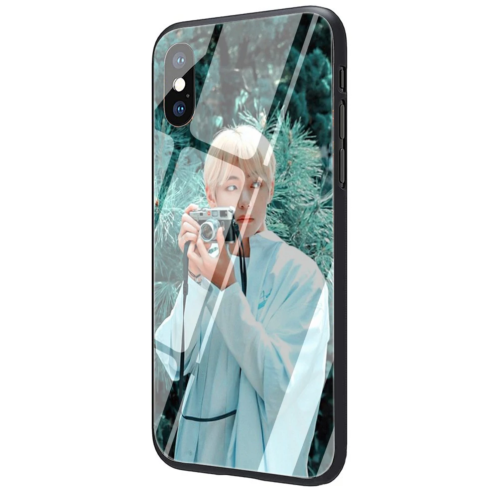 G7 Kim V Taehyung прозрачный чехол из закаленного стекла для телефона iPhone 5 5S 6 6S Plus 7 8 Plus X XS XR 11 Pro Max - Цвет: G7