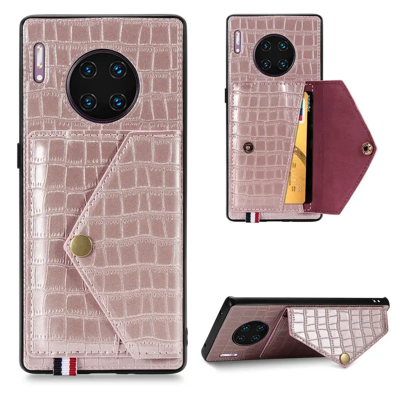 

HuaWei Mate 30 Case Wallet Card slot Magnetic Car Bracket Back Cover For HuaWei Mate 30 30 Pro Crocodile Pattern Leather Cover