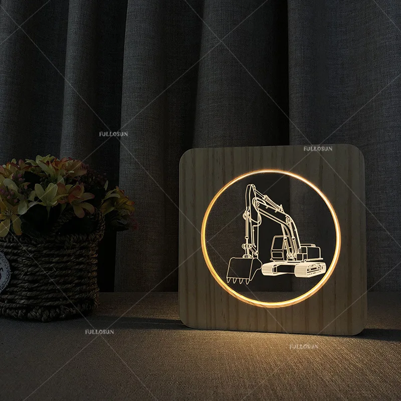 

3D Visual Stereo Lamp LED Creative Gifts Excavator Northern European-Style Small Night Lamp Bedside Table Lamp Fs-a3911w