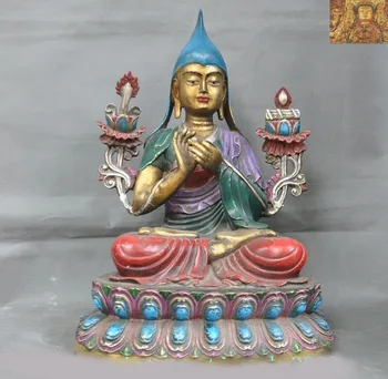 

wedding decoration Old Tibet Buddhism bronze Gilt-silver Tsongkhapa Master Shamanism Buddha Statue