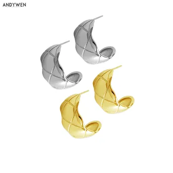 

ANDYWEN 925 Sterling Silver Irregular Big Circle Hoops Women Loops Round Luxury Thick Large Heavy European Jewelry