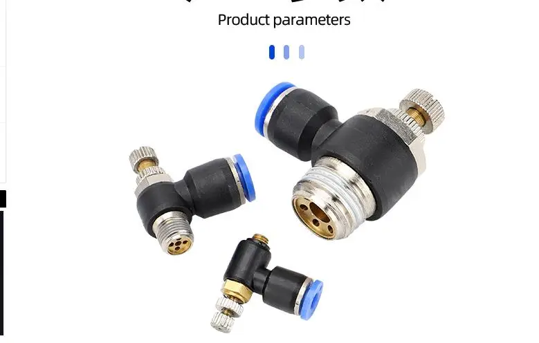 Description Picture 3 of itemSL Pneumatic L type Speed Flow Controller 4-12mm OD Hose Tube 1/8" 1/4" 3/8" 1/2"BSP Male Gas Airflow Limit Valve Quick Fitting