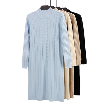 

Women Autumn Winter Long Sweater Female Long Sleeve Straight Knitted Maxi Vestidos Pullover Sweater Top Outerwear Clothing