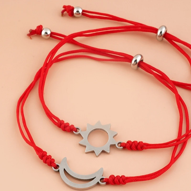 Pulsera roja de la suerte para parejas, brazalete para novio y novia, para él y su relación de larga distancia, regalos|Pulseras de amuleto|