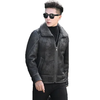 

Genuine Leather Jacket Winter Jacket Men Real Sheepskin Coat for Men Natural Wool Fur Luxury Warm Jackets 4xl L18-6105 MY1679