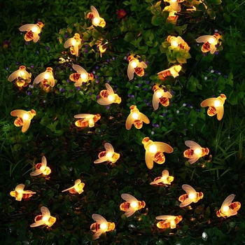

4.8M 20 LED Solar Operated Bee Shaped led String Lights Outdoor Waterproof Christmas Holiday Party Garden Decorative Fairy Light