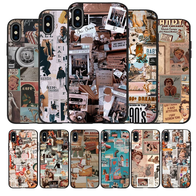 Эстетический винтажный черный силиконовый чехол 90s из ТПУ для iPhone 11 Pro Max X XS MAX 5 6 7 8