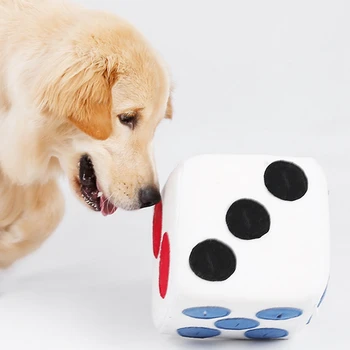 

Pet Dog Plush Dice Toy Food Dispenser Treat Puzzle Toy for Puppy Dog Intellegent Training Toy Food Leaking Playing Plush Dice
