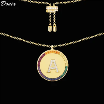 

Donia jewelry European American rainbow 26 letter necklace men and women lovers' collarbone chain Valentine's Day accessory gift