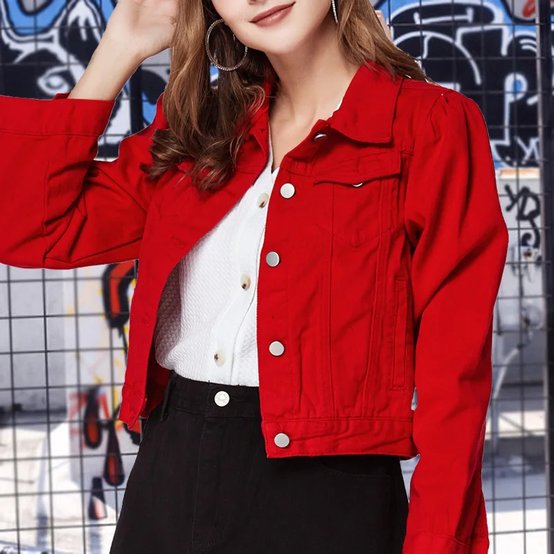 Denim Crop Jacket Coat Women 2021 