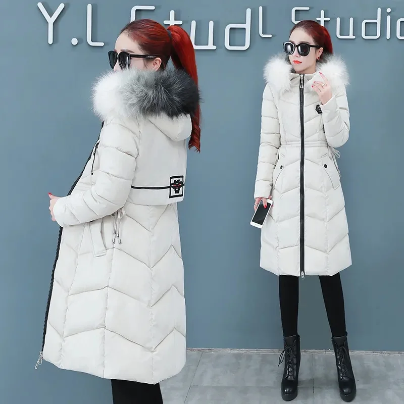 Padded Women's Mid-Length 2021 New Female Winter Slim Fit Korean Style Cotton-Padded Women's Over-The-Knee Student Padded Jacket