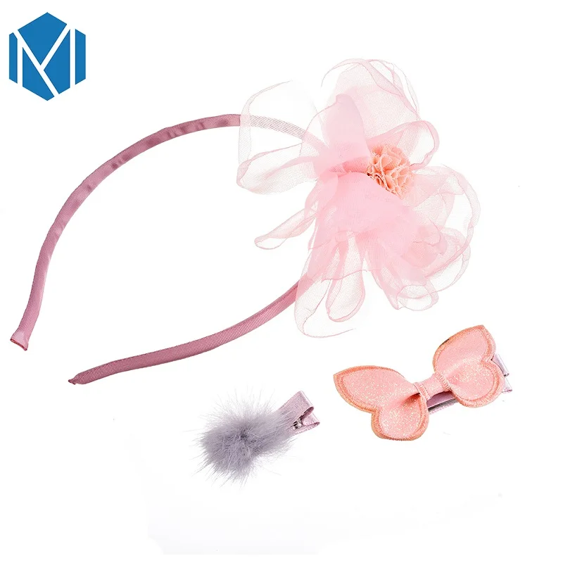 Pink floral M MISM baby girl прекрасный принцесса Набор для волос Цветочная повязка на голову Милая Корона Звезда Детские аксессуары для волос, бантики Tiara головной убор - Цвет: Pink floral