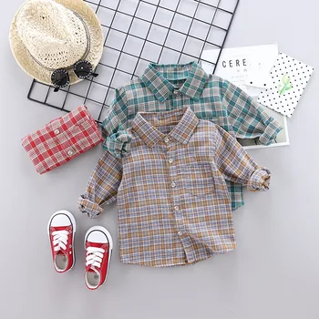 

Childrenswear 2020 Autumn Boy's Casual Korean-style New Style Plaid Shirt Long Sleeve Single Blouse