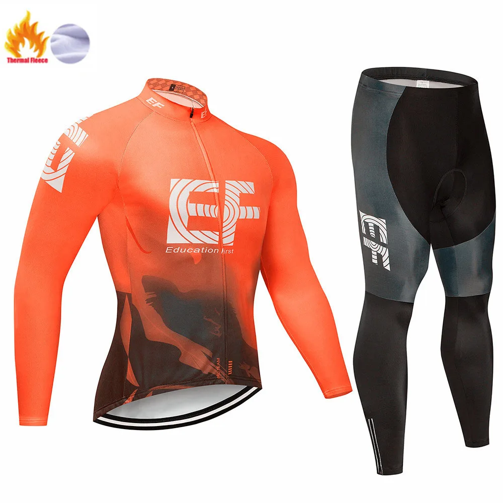 EF Pro team, зимний комплект из Джерси с длинным рукавом для велоспорта, одежда для горного велосипеда, Теплая Флисовая одежда для велоспорта, Майо, Ropa Ciclismo
