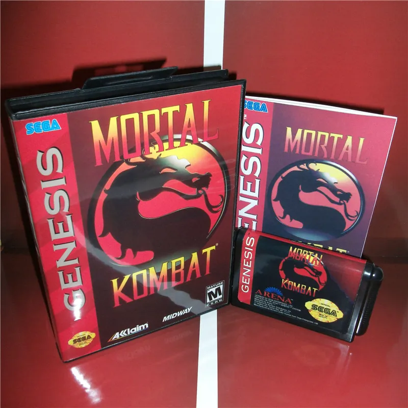 

MD games card - Mortal Kombat 1 US Cover with Box and Manual For Sega Megadrive Genesis Video Game Console 16 bit MD card