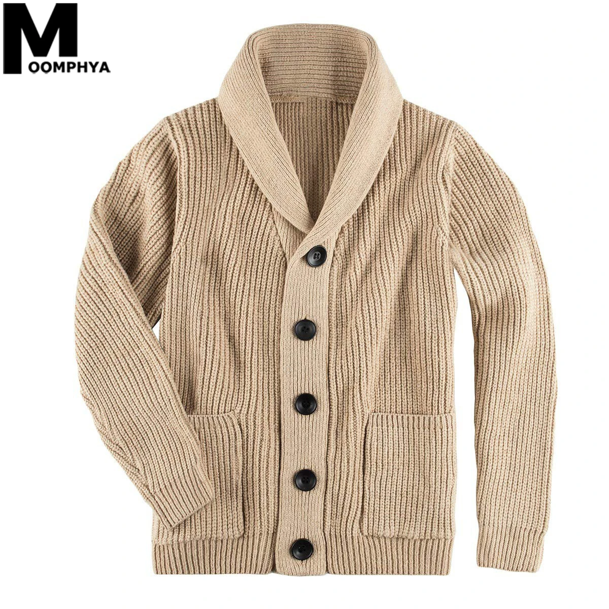 Мужской вязаный жаккардовый свитер Повседневный Кардиган с высоким воротником и